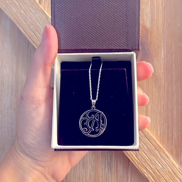 Monogram A .925 Sterling Silver Necklace and Charm Perfect Gift in Gorgeous Box - Picture 1 of 8